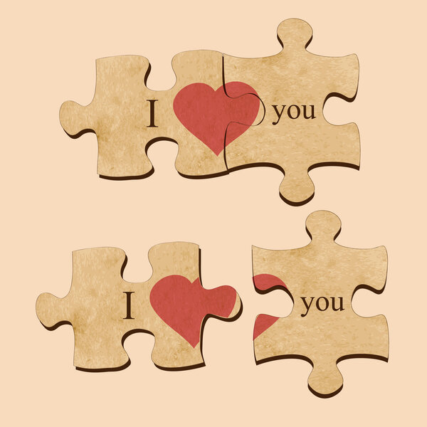Vector illustration of love puzzle