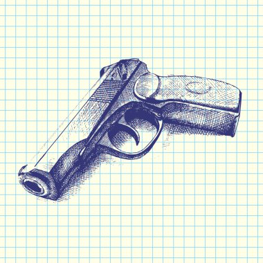 Hand drawn gun, vector clipart