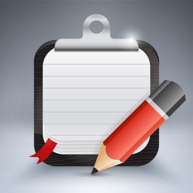 Notepad with pencil. Vector clipart