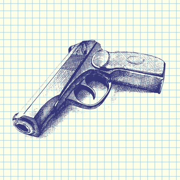 Pistola Dibujada Mano Vector — Vector de stock