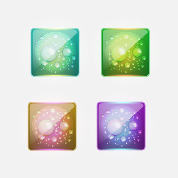 Vector set of colored aqua buttons