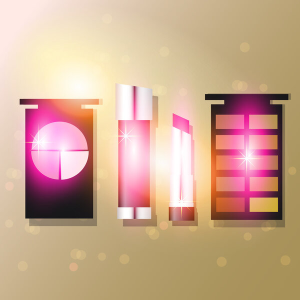 Векторная иллюстрация макияжа и косметики
