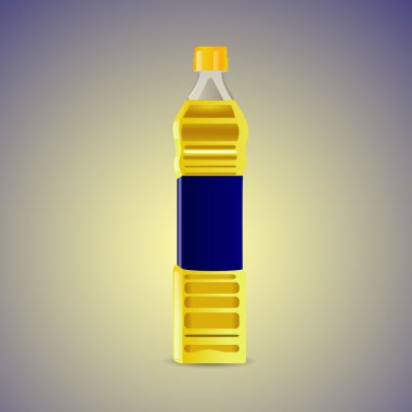 Vegetable oil in a plastic bottle isolated on white background clipart
