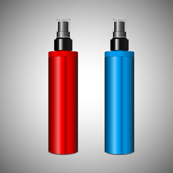 Red and blue cosmetic containers, vector