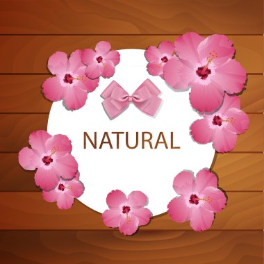 Vector frame with pink spring flowers and bow clipart