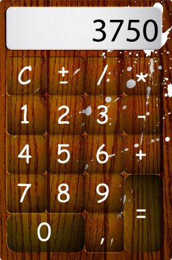 Vector wooden calculator with drops clipart