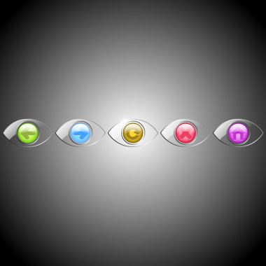 Eyes browser buttons, vector clipart