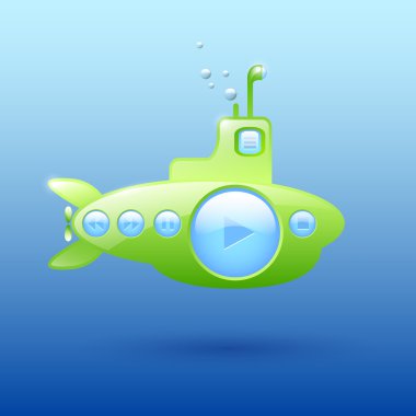 Submarine media player, vector clipart