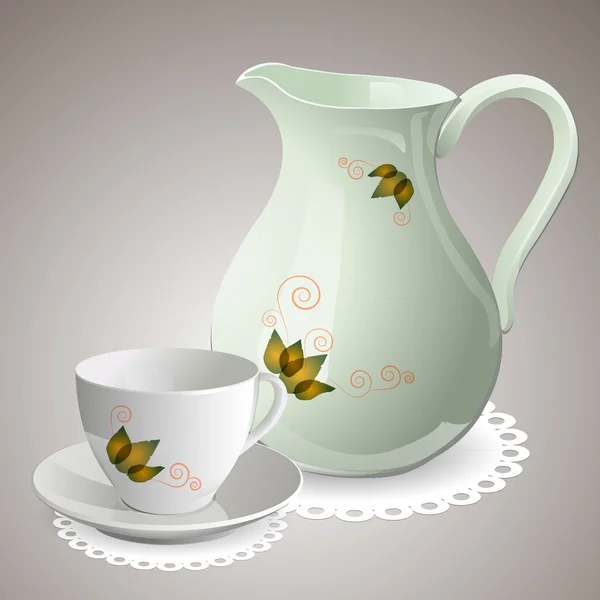 Taza Vacía Con Jarra — Vector de stock