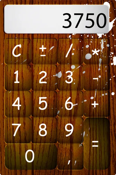 Calculadora Madera Vectorial Con Gotas — Archivo Imágenes Vectoriales