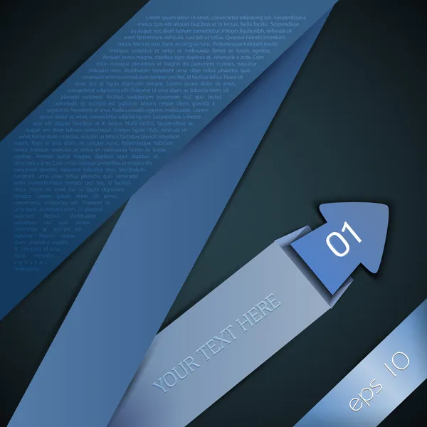Design Astratto Brochure Con Piegato Freccia Origami Blu — Vettoriale Stock