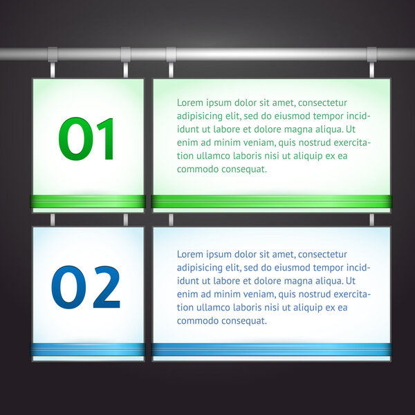 Vector banners with numbers and pillar