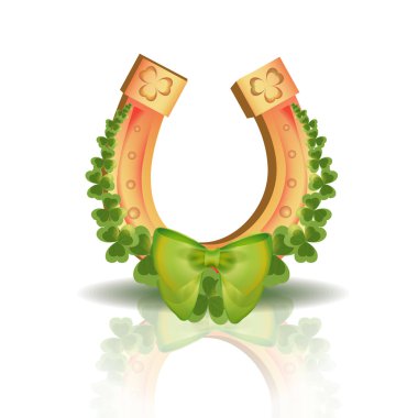 Horseshoe and four leaf clovers - lucky symbol clipart