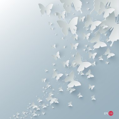 Vector background with paper butterflies clipart