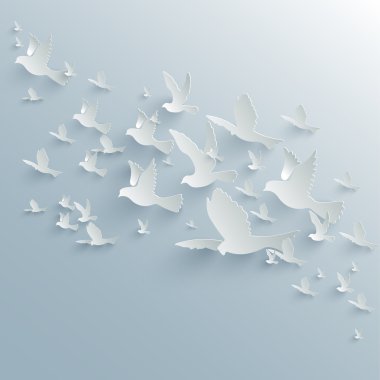 Vector background with paper pigeons clipart