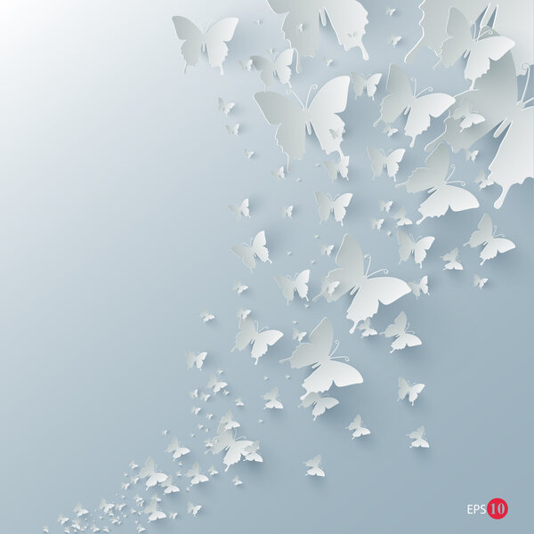 Vector background with paper butterflies