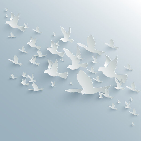 Vector background with paper pigeons
