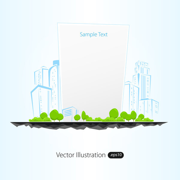 Векторная иллюстрация архитектурного здания с эскизом
