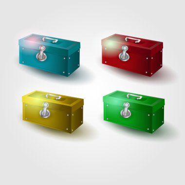 Set of colored chests, vector illustration clipart