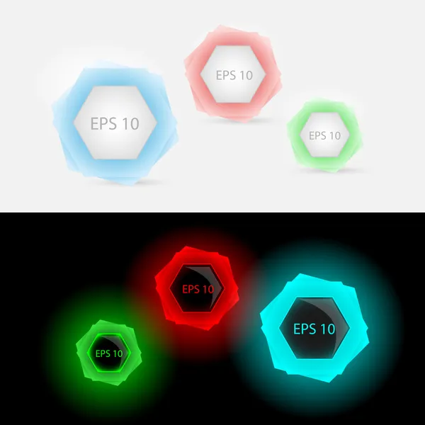 Vector Set Colored Glowing Buttons — Stock Vector
