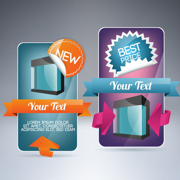 Набор баннеров для продажи со стикерами и этикетками. Векторная иллюстрация
.