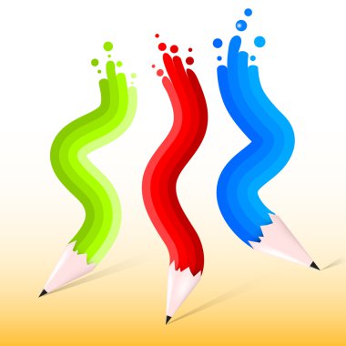 Green, red, blue pencils clipart