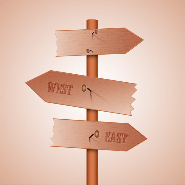 Wooden sign multidirectional, vector