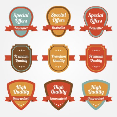 Collection of sale shields, labels. clipart