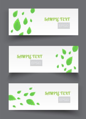 Vector banners with green leaves clipart