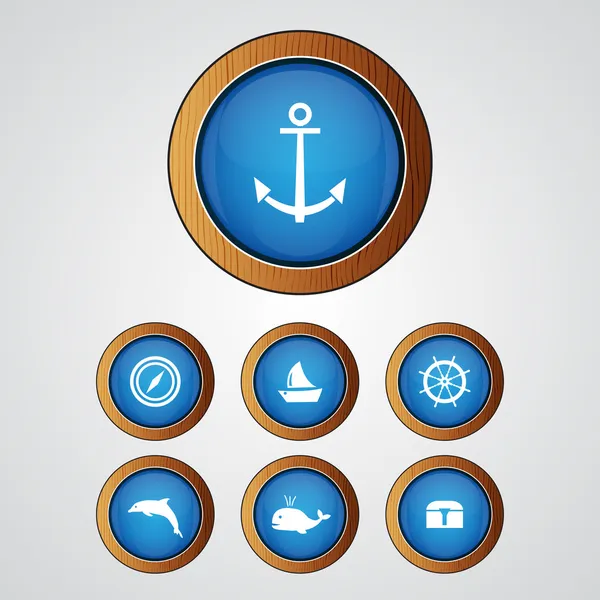 Vector Sea Icon Set — Stock Vector