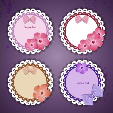 vector floral çerçeveler ile dantel dizi