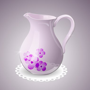 Vector pitcher decorated with flowers clipart