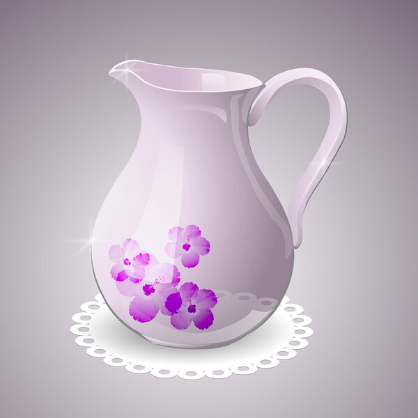Vector pitcher decorated with flowers