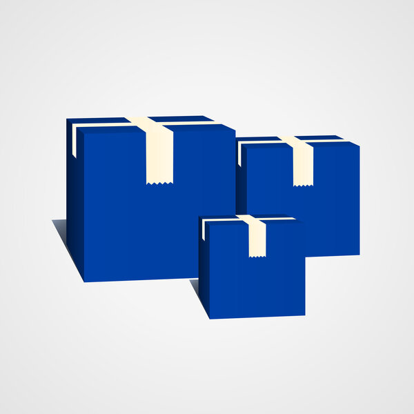 Open and closed blue boxes. Vector