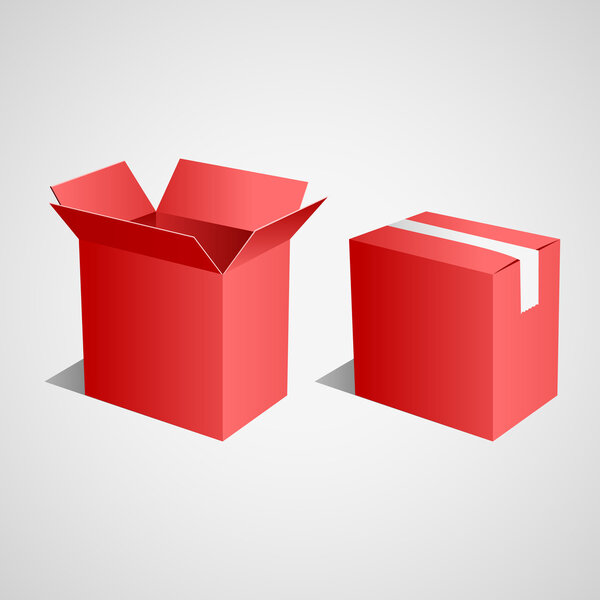 Открыть и закрыть красные коробки. Вектор
