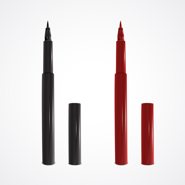 Vetor black and red felt-tip pens