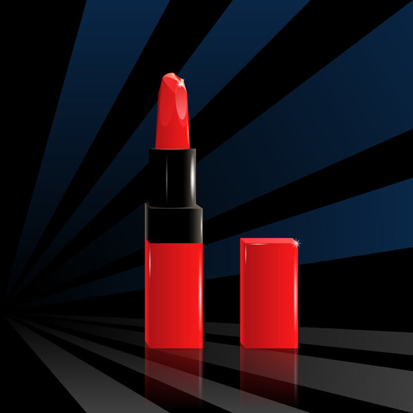 Vector red lipsticks on dark background.