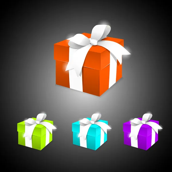 Conjunto Coloridas Cajas Regalo Ilustración Vectorial — Vector de stock