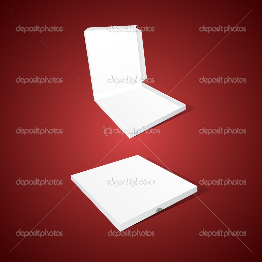 Vector pizza boxes on red background