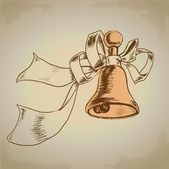 Vector golden bell with ribbon