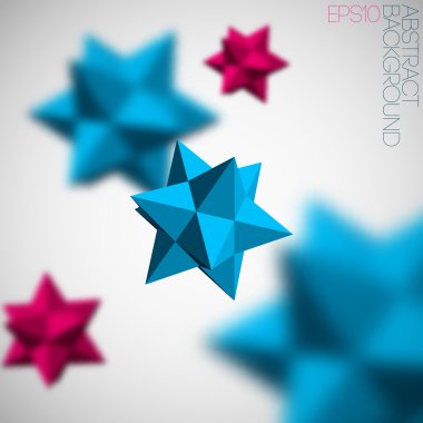 Abstract background with 3d blue and pink figures from pyramids clipart
