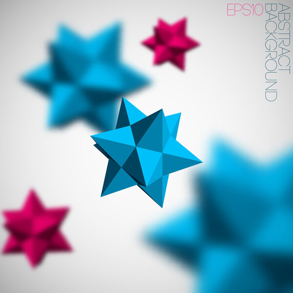 Abstract background with 3d blue and pink figures from pyramids