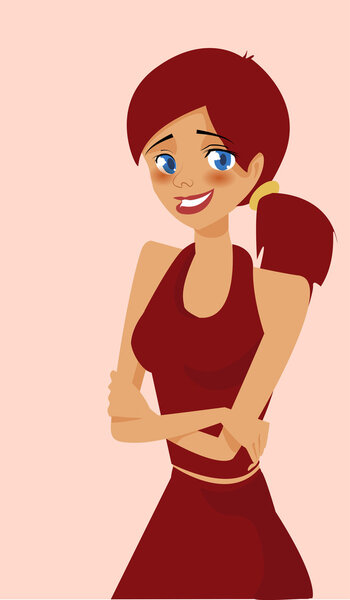 Vector beautiful girl with red hair