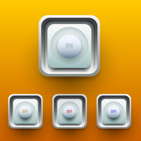 On and off button, vector set