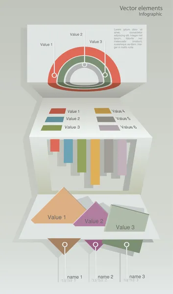 Origami Papel Elementos Infográficos — Vetor de Stock