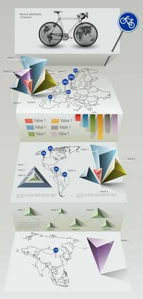 Papír Origami Infographic Elemek — Stock Vector