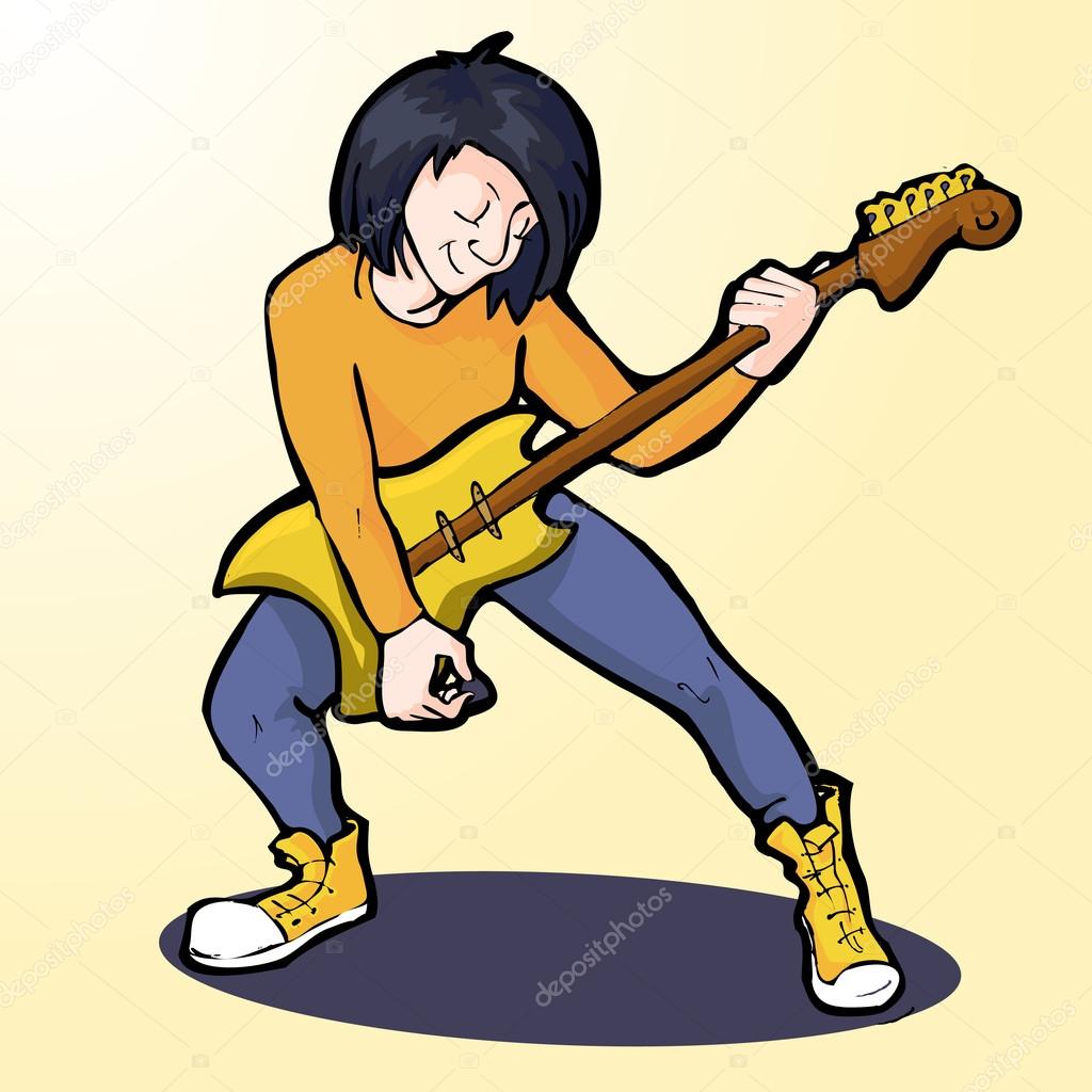 Vector rock guitarist, vector  illustration 