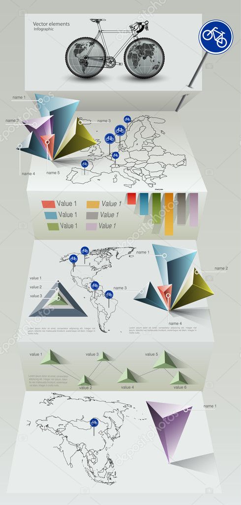 Paper Origami Infographic Elements