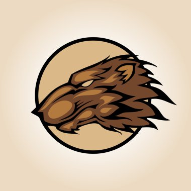 Vector illustration of a bear head snapping set inside circle.