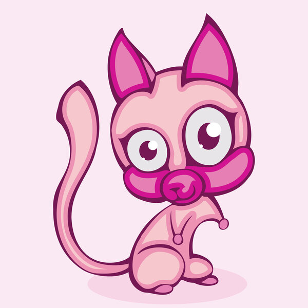 Cute purple kitty, vector